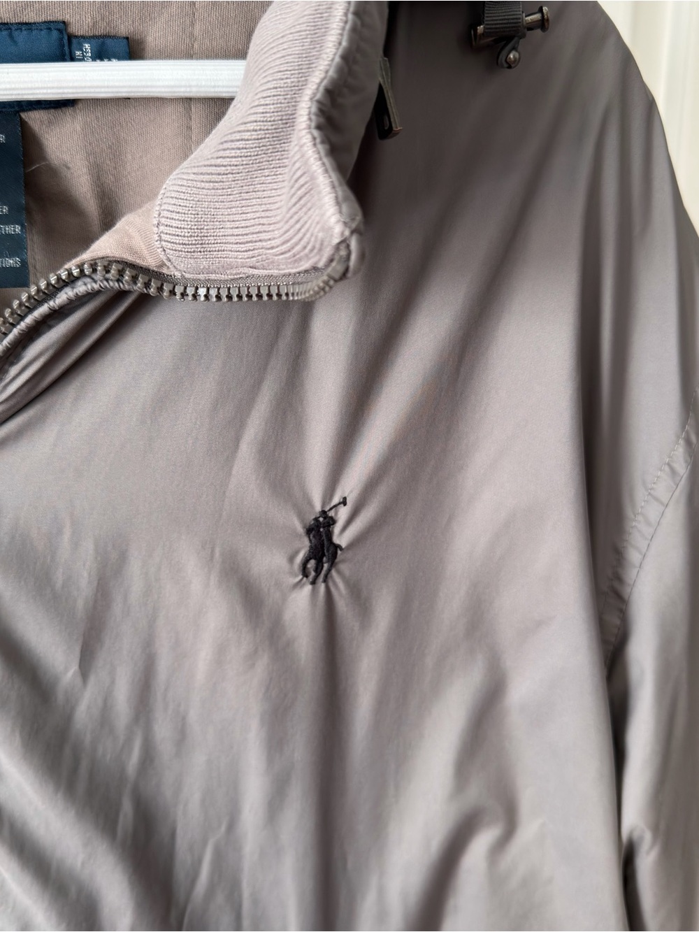 Polo by Ralph Lauren Men's Taupe Lightweight Zip Jacket with Black Pony